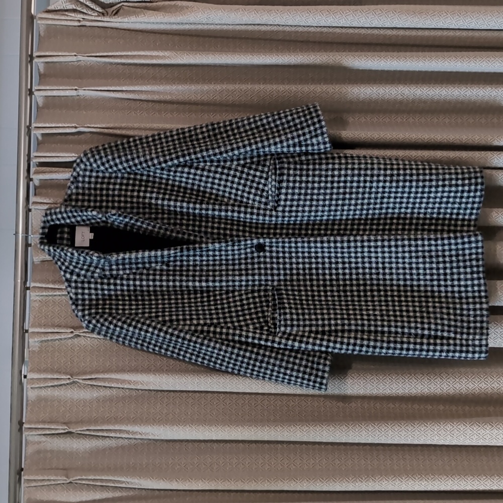 Women's Size XL Petite Loft Black & Cream Checkered Jacket